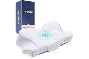 FAIORD Cervical Pillow for Neck Pain Relief, Ergonomic Contoured Orthopedic Pillows for Bed, Neck Support Memory Foam Pillow for Side, Back and Stomach Sleepers with Breathable Cooling Pillowcase