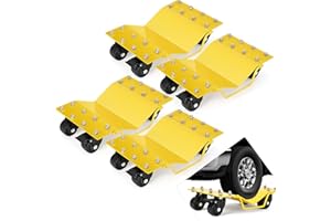 TackView Car Dolly Set of 4,8000 LBS Capacity Wheel Dollies with Security Lock for Vehicle Moving