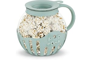 Pomya Glass Microwave Popcorn Jar, Glass Microwave Popcorn Popper Dual Function Lid Wide Mouth Easy To Clean for Cinema Game 