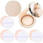 Patelai 7 Pcs Gold Empty Cushion Compact with Mirror 0.5oz | Refillable Foundation Holder with Extra Sponges, Portable for BB Cream Powder, Travel Makeup Compact, Easy Fill Clean