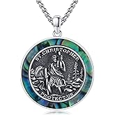 TwoAnts 925 Sterling Silver Patron Saint Medal Necklace Protection Catholic Jewelry Gifts for Men Women
