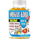 Kids Omega 3 Gummies with DHA & EPA – Omega 3 Supplement for Kids & Teens, Supports Brain Focus & Memory, Eye Health, Great Taste, Non-GMO, 60 Count