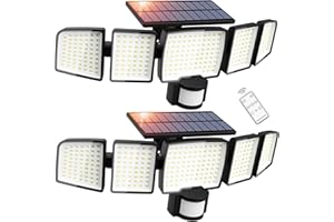 Atfoyer Solar Outdoor Lights, 326 LED 4000LM 5 Heads Motion Sensor Outdoor Lights with Remote,Security Light with IP65 Waterproof Flood Light, 360°Beam Angle Wall Lights for Yard,Garden Porch 2 Pack