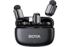 BOYA mini 2 Wireless Lavalier Microphones for iPhone 15/16/17 & Android, AI Noise Cancellation, App Control, 30H Battery Life with Charging Case, Lapel Microphone Wireless for Video Recording Vlogging