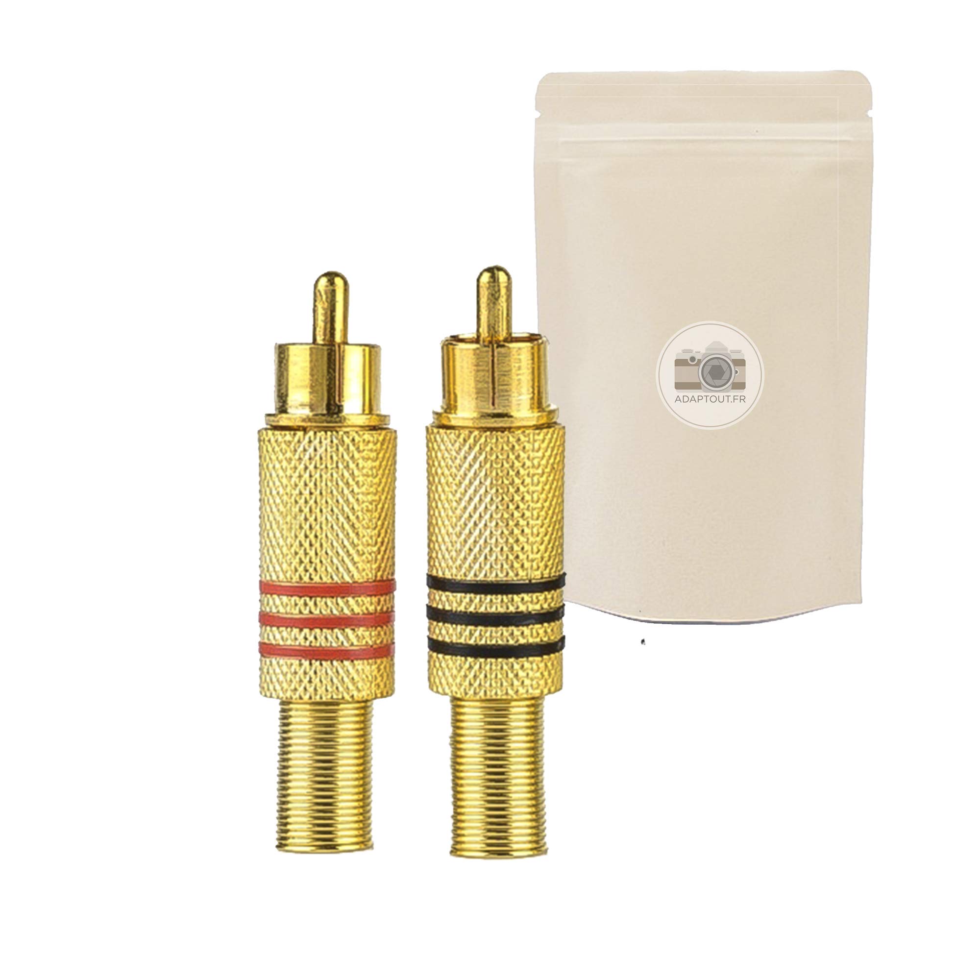 2x Couple RCA Male Gold Plated Red and Black Solder Male Stereo Plug