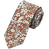 Secdtie Men's Skinny Tie Fashion Causal Cotton Floral Printed Linen Necktie