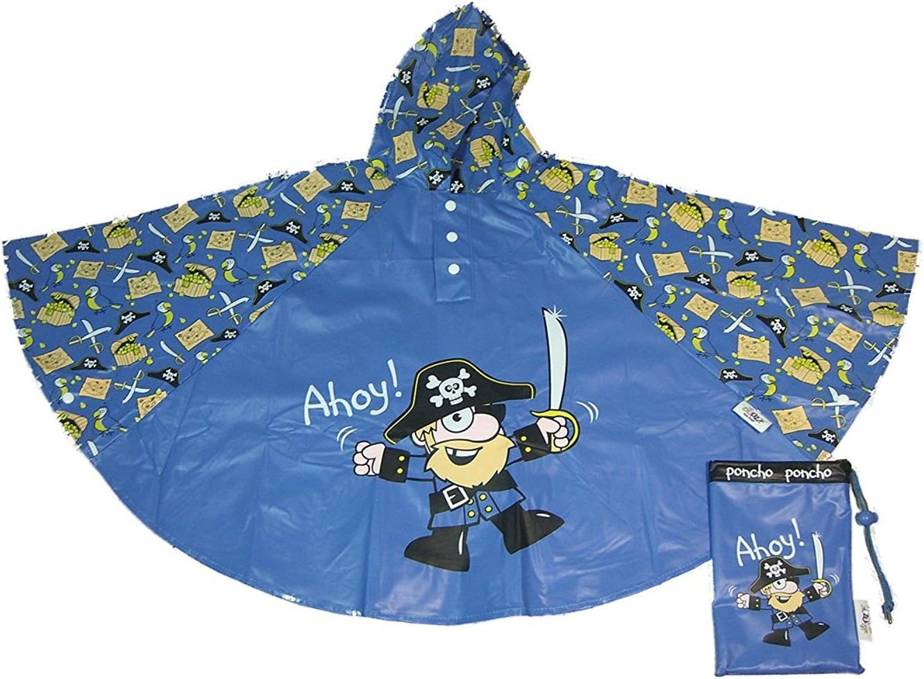 Bugzz Big Boys' Rain Poncho Pirate