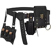 Renaissance Accessories Belt Pouch Medieval Pirate Leather Belt Viking Witch Potion Bottle Costume Men Women for Ren Fair Halloween (B Black)