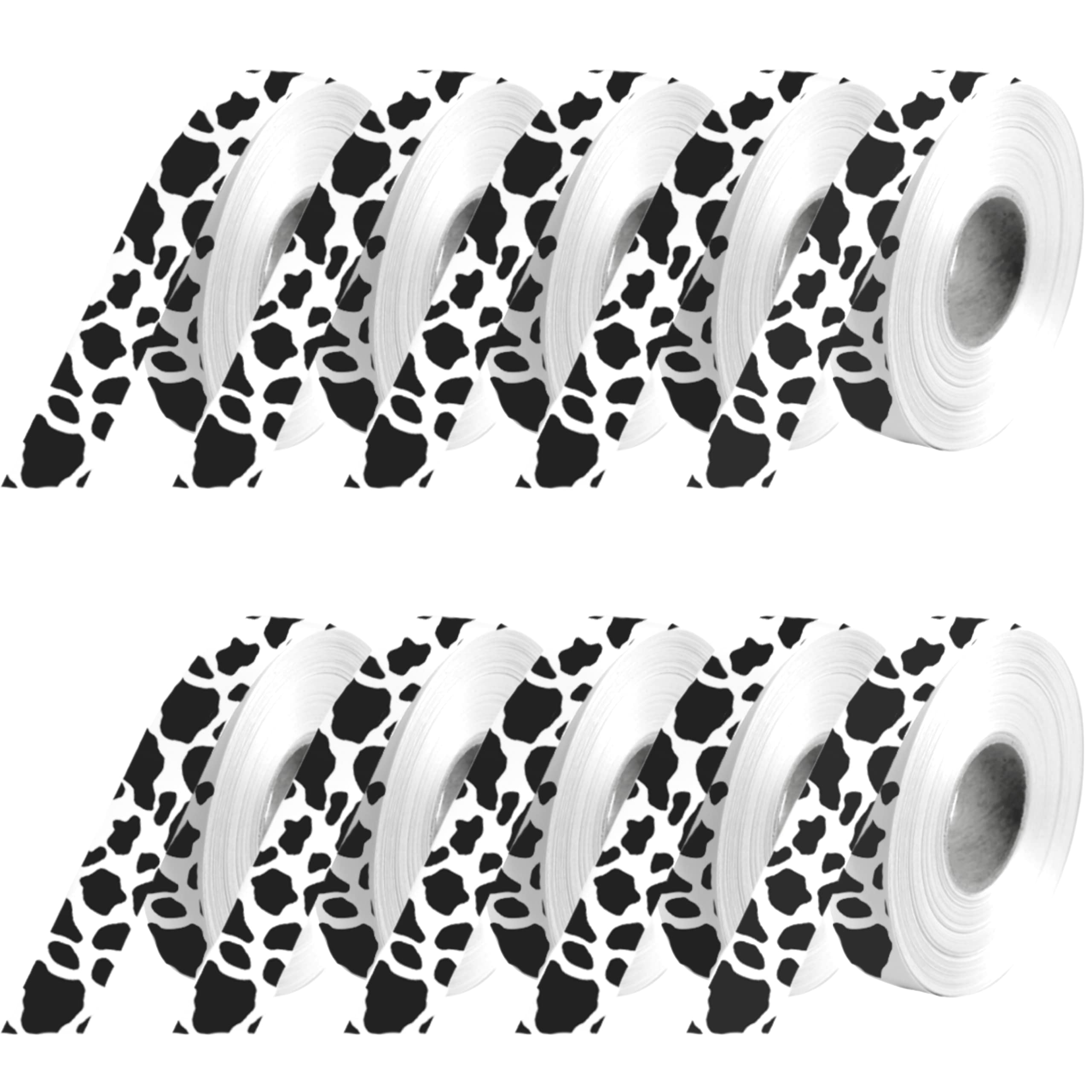 Photo 1 of 10 Yards x 10 Rolls Cow Print Ribbons – 10PCS Cow Print Ribbons 10 Yards Each Curling String for Party Western Cowboy Theme for Birthday Party Favor Supplies Decorations