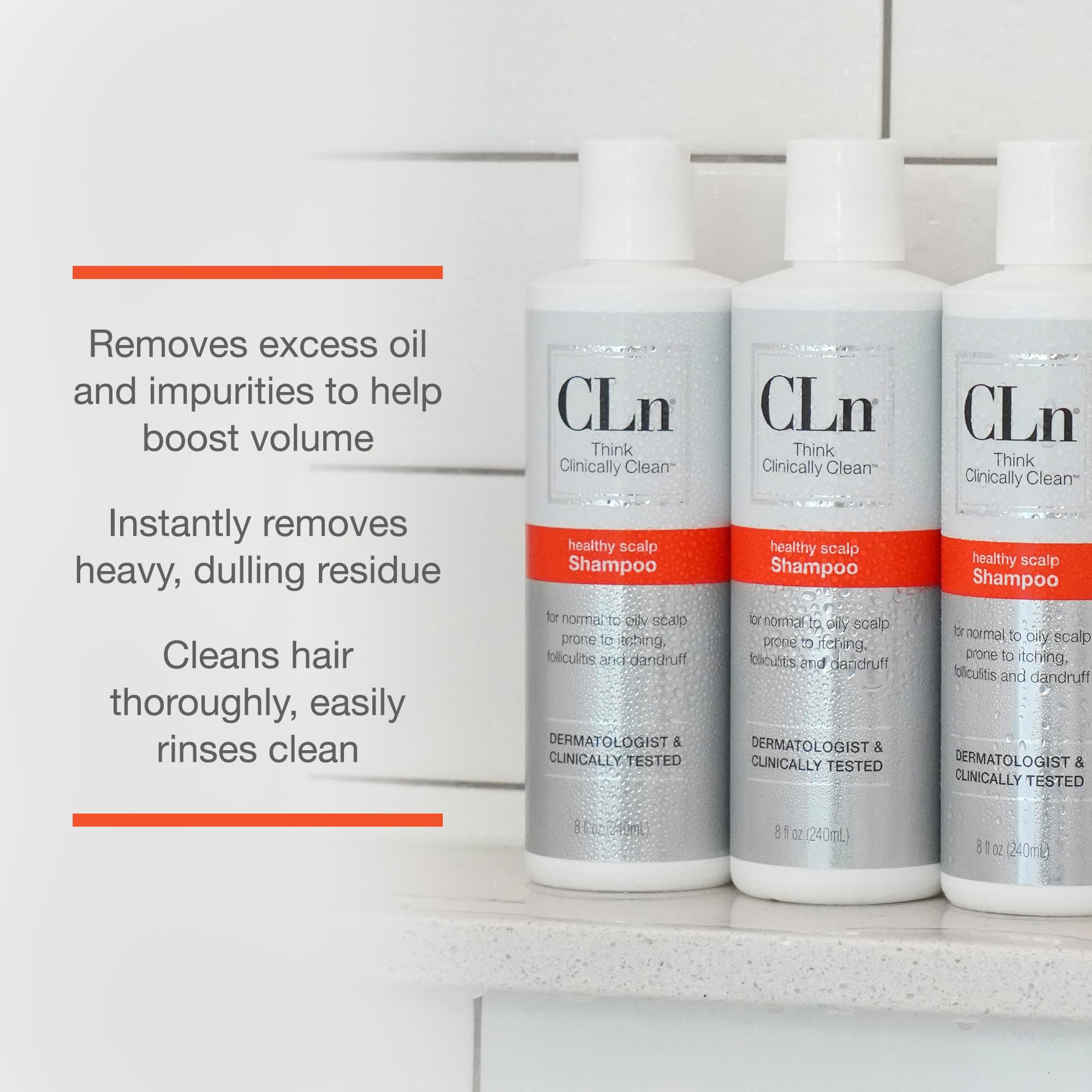 CLn® Shampoo - Clarifying Formula with Salicylic Acid, for Normal to Oily Scalp Prone to Folliculitis, Dandruff, Itchy & Flaky Scalp, Fragrance-Free & Paraben-Free, 8 fl. oz.
