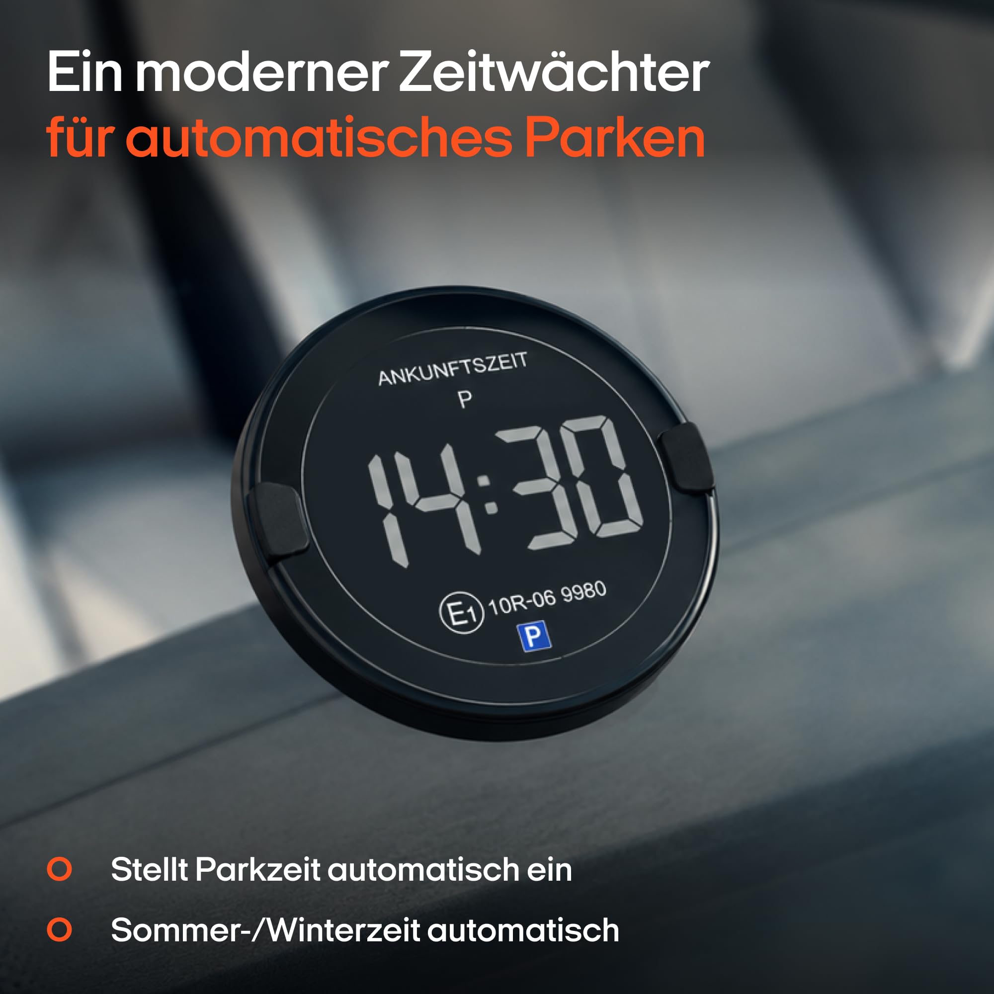 OOONO P-DISC NO2 - Elektronische Parkscheibe mit Zulassung fürs Auto - Automatische Digitale Parkscheibe Elektrisch mit Zulassung vom KBA nach StVO - Elektrische Parkuhr Auto zugelassen 2