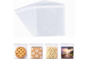 Clear Cellophane Bags with Self-Sealing Adhesive | 100 Pack Transparent OPP Bags | Resealable Gift, Bakery, Stationery & Reta
