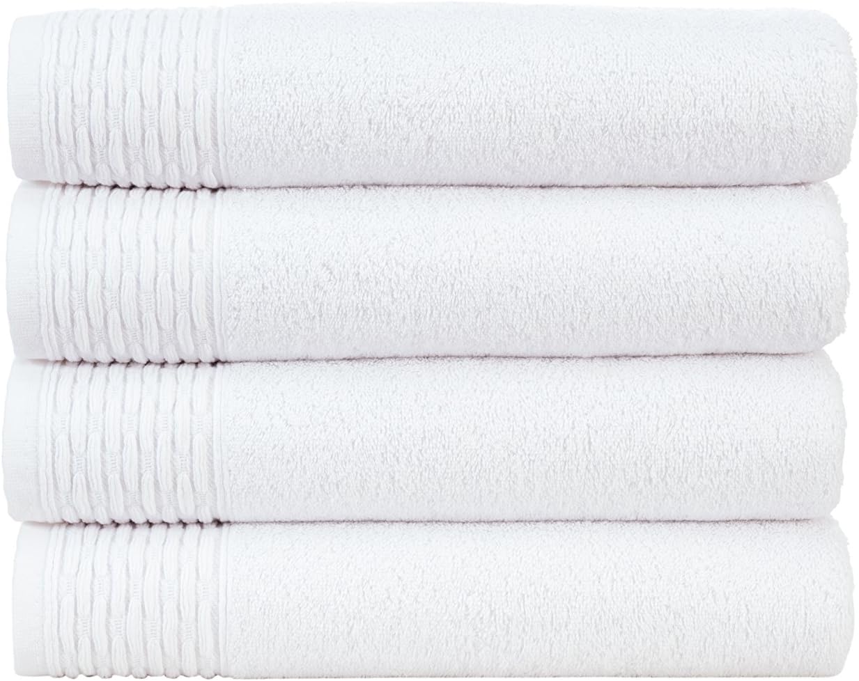 Amazon Com 4 Pack Hygge Luxury Cotton Turkish Towel Set Bathroom Kitchen Decor Bath Towels 27 X 56 Hotel Spa Quality Super Soft And Highly Absorbent Luxurious Rayon Trim Ideal For Daily