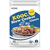 KOOC Slow Cooker Liners 14"x22" 10 Count Extra Large Size Disposable Pot Liners Cooking Bags Fit 6 qt to 10 qt Pot BPA Free F