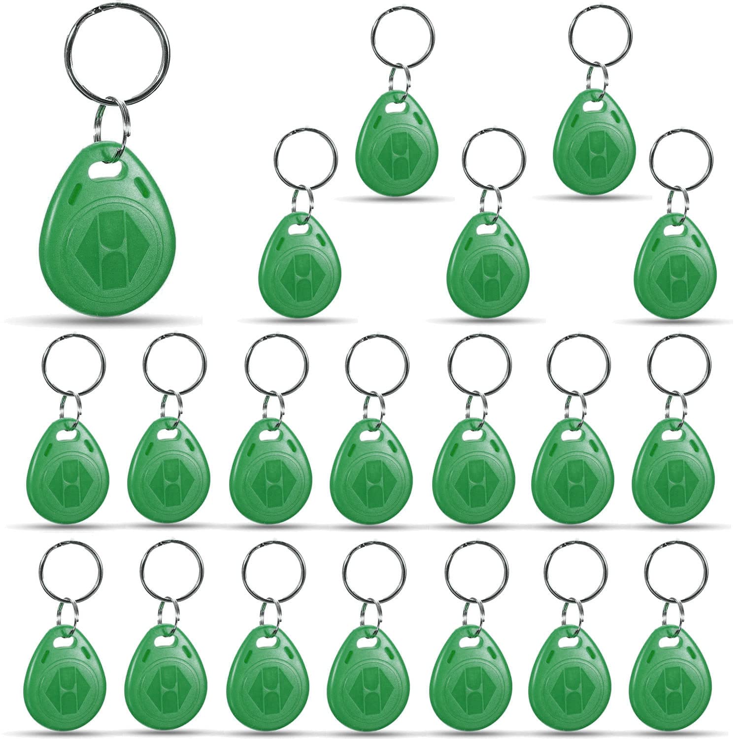 20 X Green RFID Tags Key fobs - 125Khz READ ONLY Proximity ID Card Token Access Control | By UMTMedia®