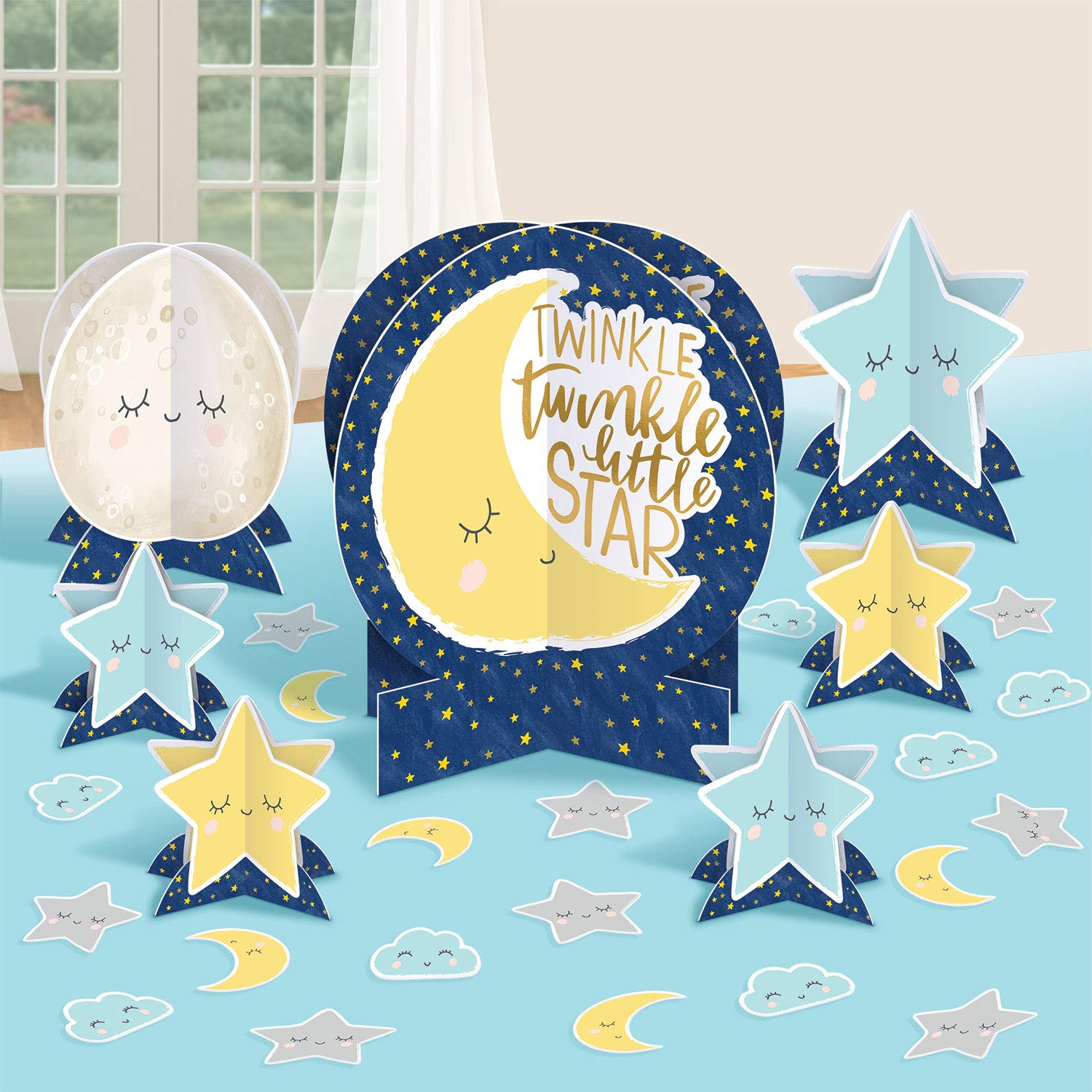 Amscan 282152 - Twinkle Little Star Baby's Birthday Party Table Decorating Kit & Confetti - 27 Pieces