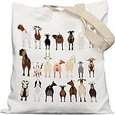 YeiHe Canvas Tote Bag - Breeds of Goats Tote for Women, Animal Lover's Gift, Funny Goat Gift, Reusable Shopping Bag