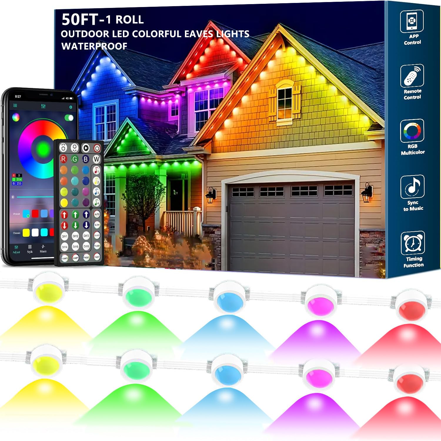 Sxlofty 50FT Permanent Outdoor RGB