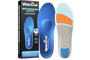 Welnove Arch Support Insoles with Metatarsal Pads for Women & Men, Metatarsal Insoles for Metatarsalgia,Ball of Foot Cushion,