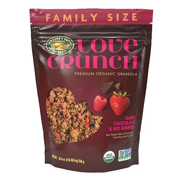 LOVE CRUNCH ORGANIC DARK CHOCOLATE & RED BERRIES GRANOLA, 26.4 OZ (PACK OF 1), NON-GMO, FAIR TRADE, BY NATURE’S PATH