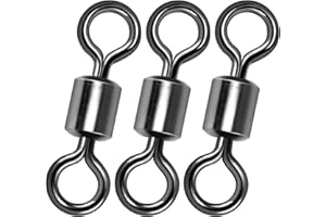 Alwonder Fishing Barrel Swivels, 40 to100-Pack Swivels Fishing Tackle Freshwater Saltwater Swivel Rolling Swivel Heavy Duty Stainless Steel Lures Leaders Line Connectors Terminal Tackle