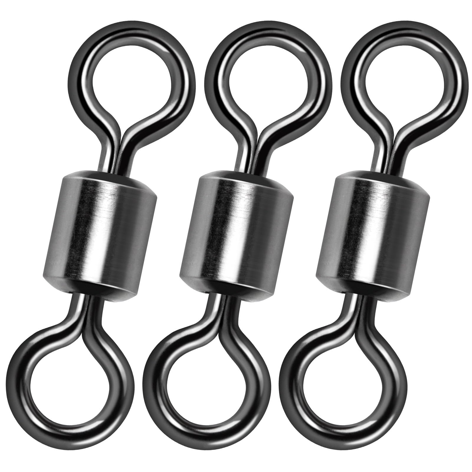 Alwonder 200Pcs Fishing Barrel Swivels, Sea Fishing Swivels Black Nickel Sea Tackles Connector Stainless Steel Terminal Tackle Accessories #12_#7_#5_#2