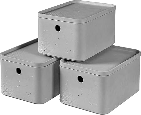 CURVER Pack de 3 Cajas Beton, Gris, S: Amazon.es: Hogar