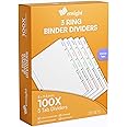 Ensight 3 Ring Page Dividers Bulk, 1/5 Cut Tab Dividers, 100 Per Box - Divider Pages with Tabs, Decorative Printable Rewritable Divider Tabs, Exhibit Tab Dividers for 3 Ring Binders Bulk