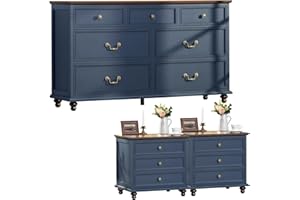 Joaxswe Farmhouse Dresser and Nightstand Sets 3 Piece, Nightstands Set of 2 and 7 Drawers Dresser for Bedroom, 54" Wide and 24" Inch Night Stand Set for Bedroom, Living Room, Hallway
