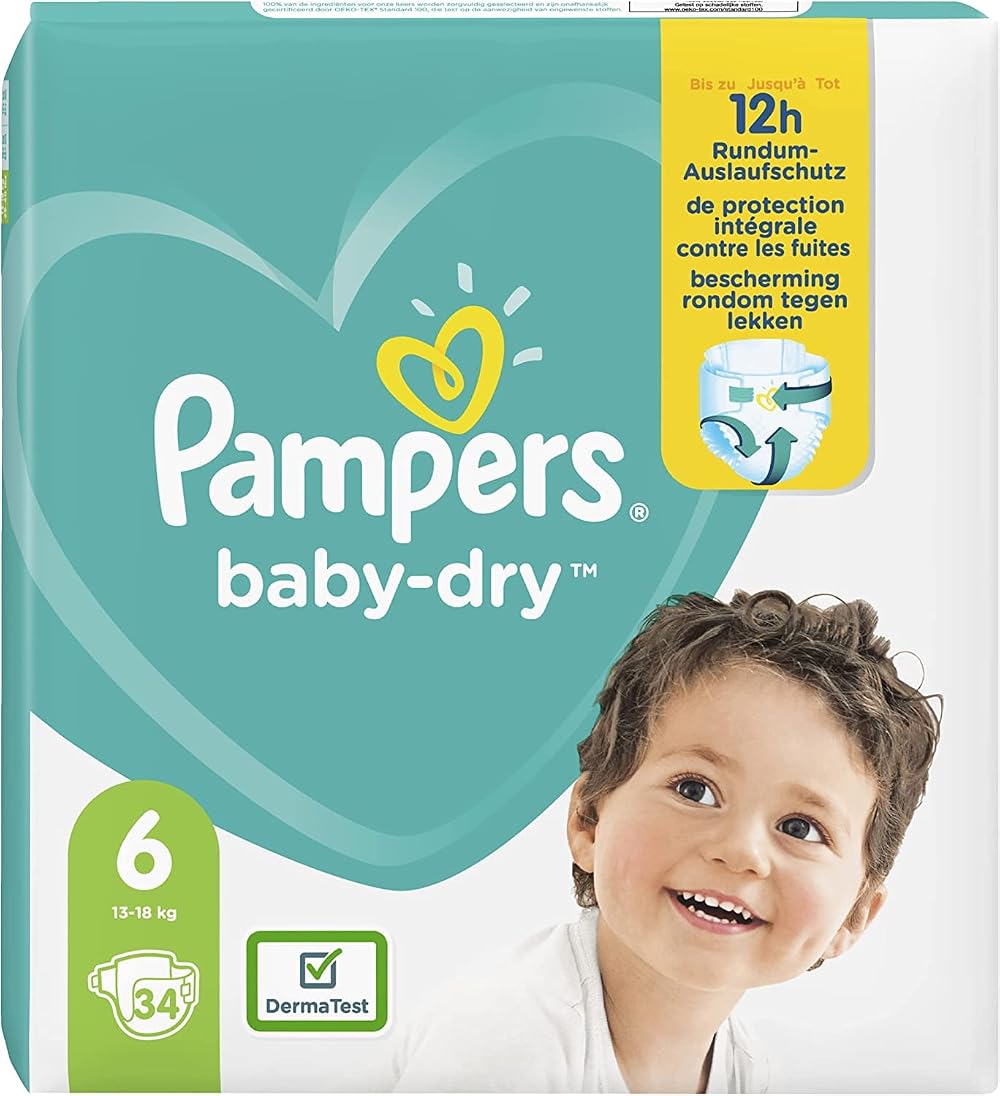Pampers Baby-Dry Size 6 Nappies Up to 12 Hours Protection 13-18kg