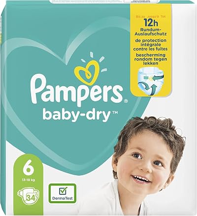 Pampers Baby-Dry Size 6 Nappies Up to 12 Hours Protection 13-18kg