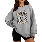 DOOLECK Mama Sweatshirts Oversized Crewneck Long Sleeve Mom Sweatshirt Graphic Casual Loose Fit Pullover