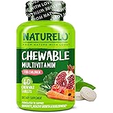 NATURELO Chewable Vitamin for Kids Multivitamin with Whole Food Organic Fruit Blend - 60 Tablets for Children