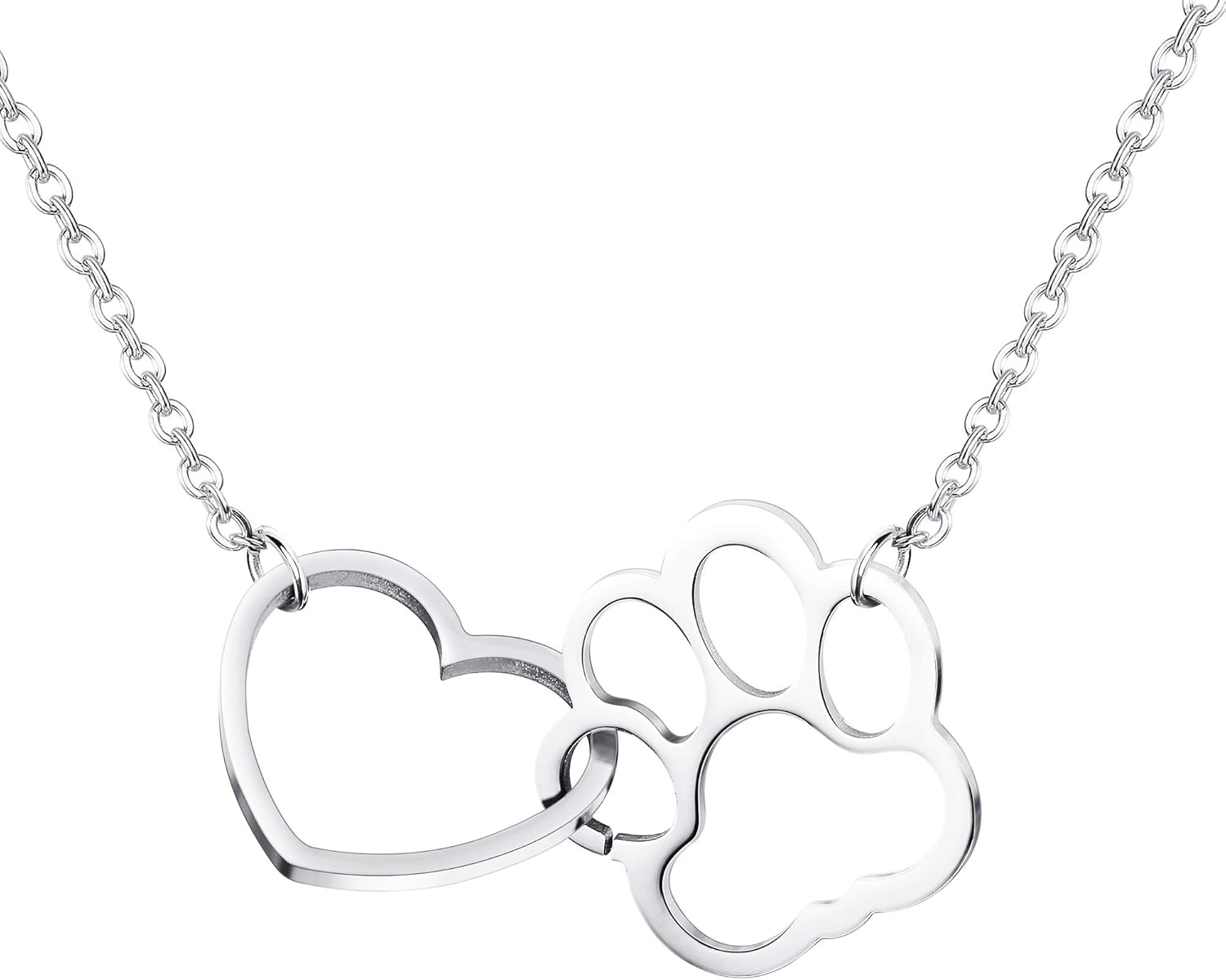 dog paw necklace silver