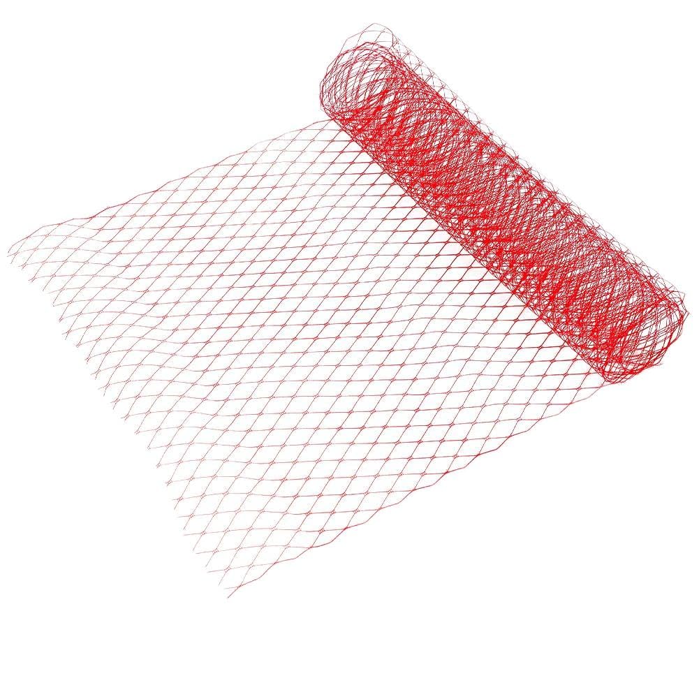AHANDMAKER 1.1 Yard Red Bridal Veil Flapper Fascinator Mesh Veil Neting Fabrics 11 Inch Wide Millinery Netting for Bride's Headdress Veil Making, Red