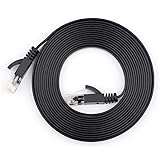 Motey Cat 6 Ethernet Cable, 10 Feet Cat6 Flat Ethernet Patch Cable,100% Pure Copper RJ45 Connectors, Network Cable Snagless - 10 ft Black