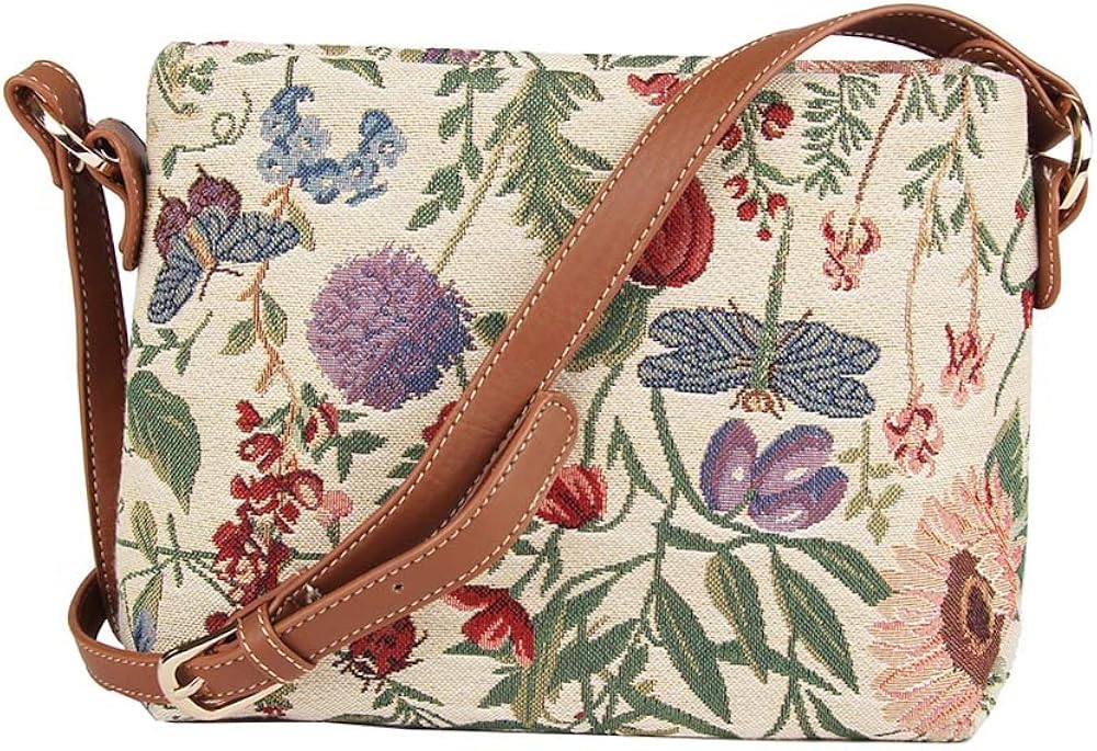 Signare Tapestry Crossbody Bag Small Shoulder Bag for Women with Floral Design (Morning Garden) - Image 5