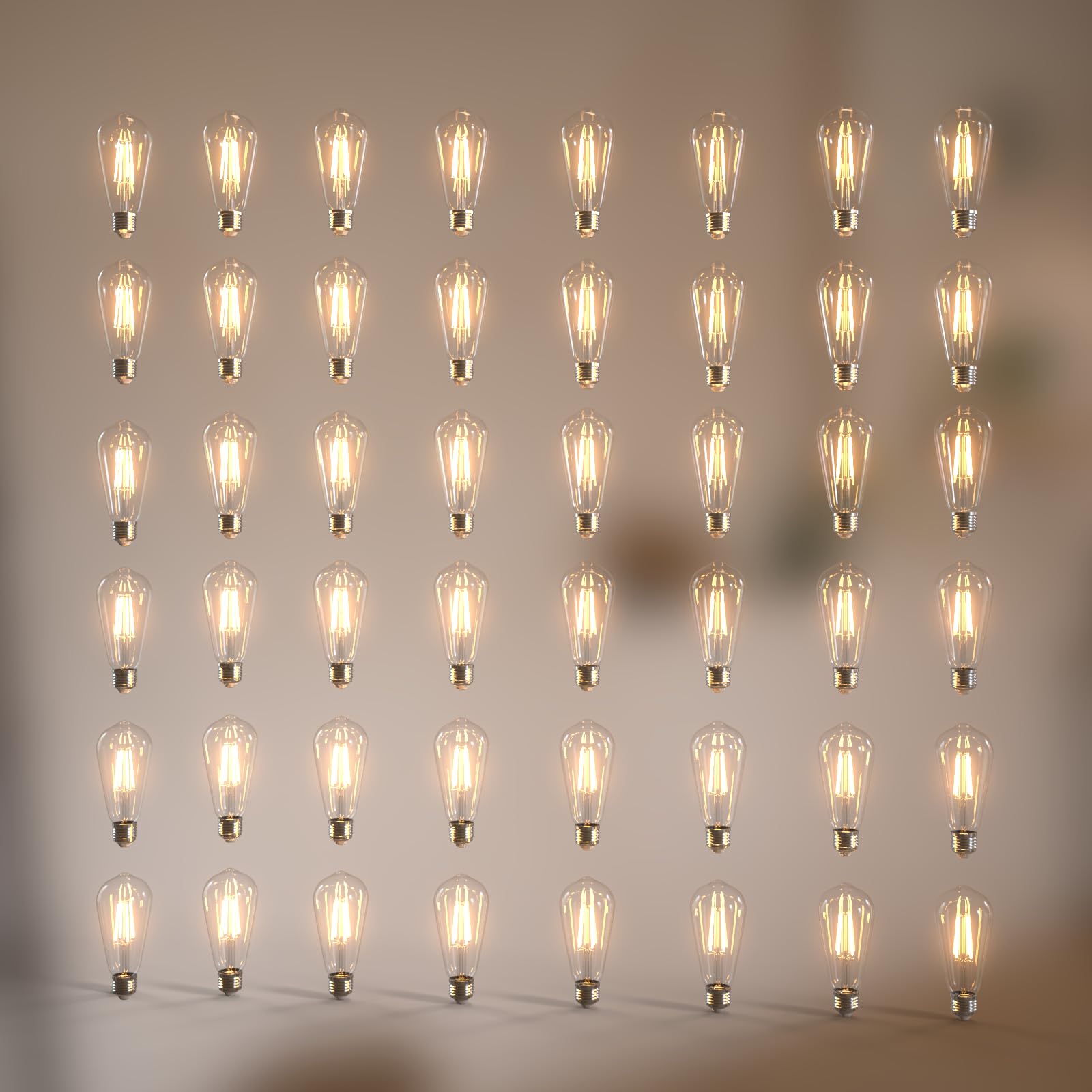 Jensense Edison Bulbs 6W E26 LED Bulb 60 Watt Equivalent, Vintage LED Light Bulbs CRI90+ ST19, Dimmable Clear Light Bulbs, 2700K Soft Warm White 48 Pack Image