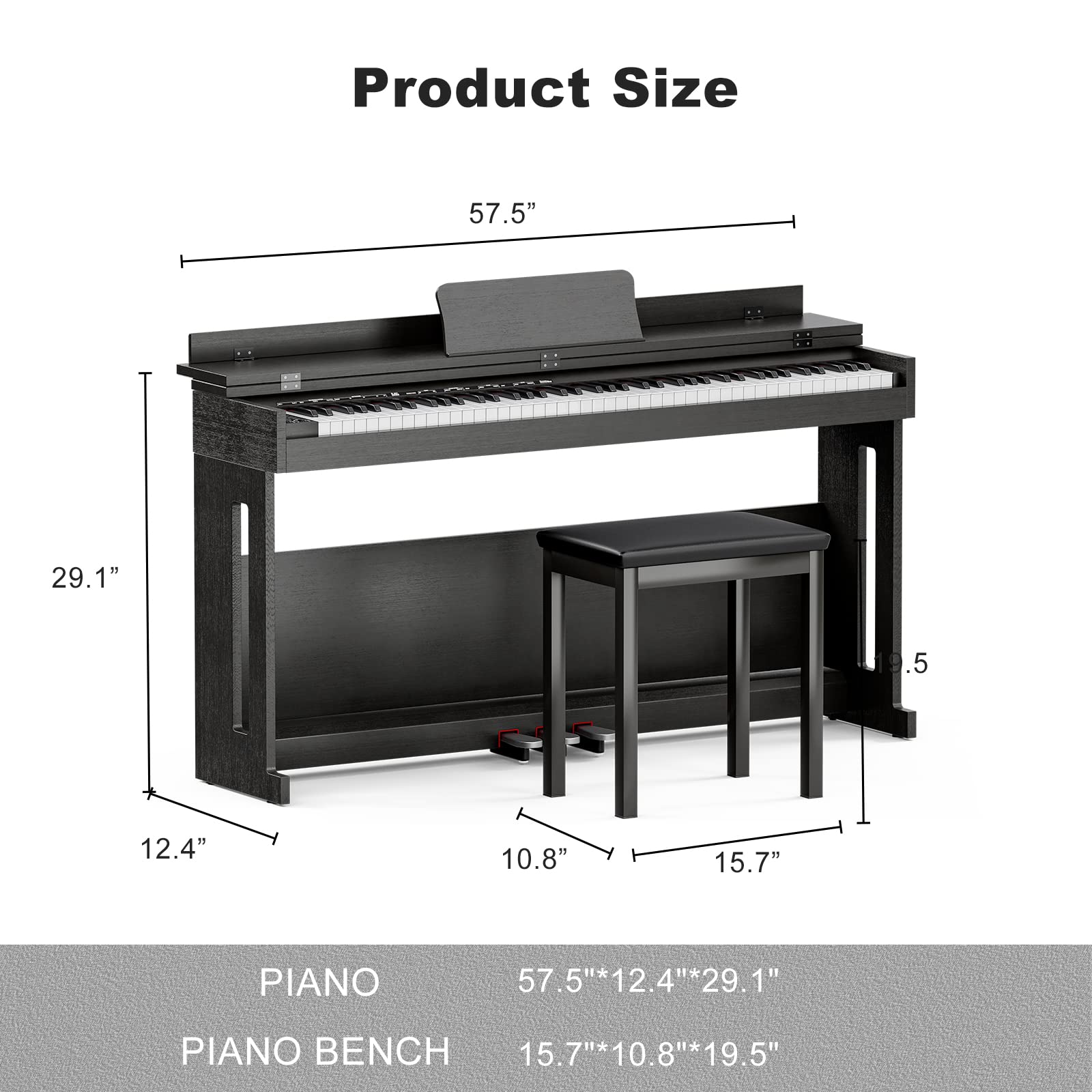 88 Key Weighted Keyboard Piano with Piano Bench, UMOMO UMP716 Beginner