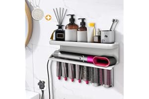 Yimerlen Airwrap Storage Holder Compatible with Dyson Airwrap Curling Iron Wall Mounted Storage Rack Holder for Home Organizer (with Comb) White