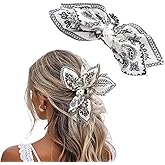 Hadutrek Bow Claw Clips Bow Hair Clips White 1PCS Big Hair Bows for Women Butterfly for Styling Large Hair Clips for Thick Hair for Girls Hair Accessories for Teens