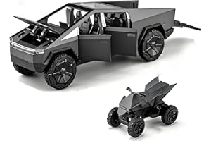 BIKIBAO Cybertruck Toy Trucks with Motorcycle Diecast Metal Cyber Truck Model Pickup Truck 1/32 Toy Race Cars with Sound and Light Gift Age for 6 Year Up for Christmas(Grey)
