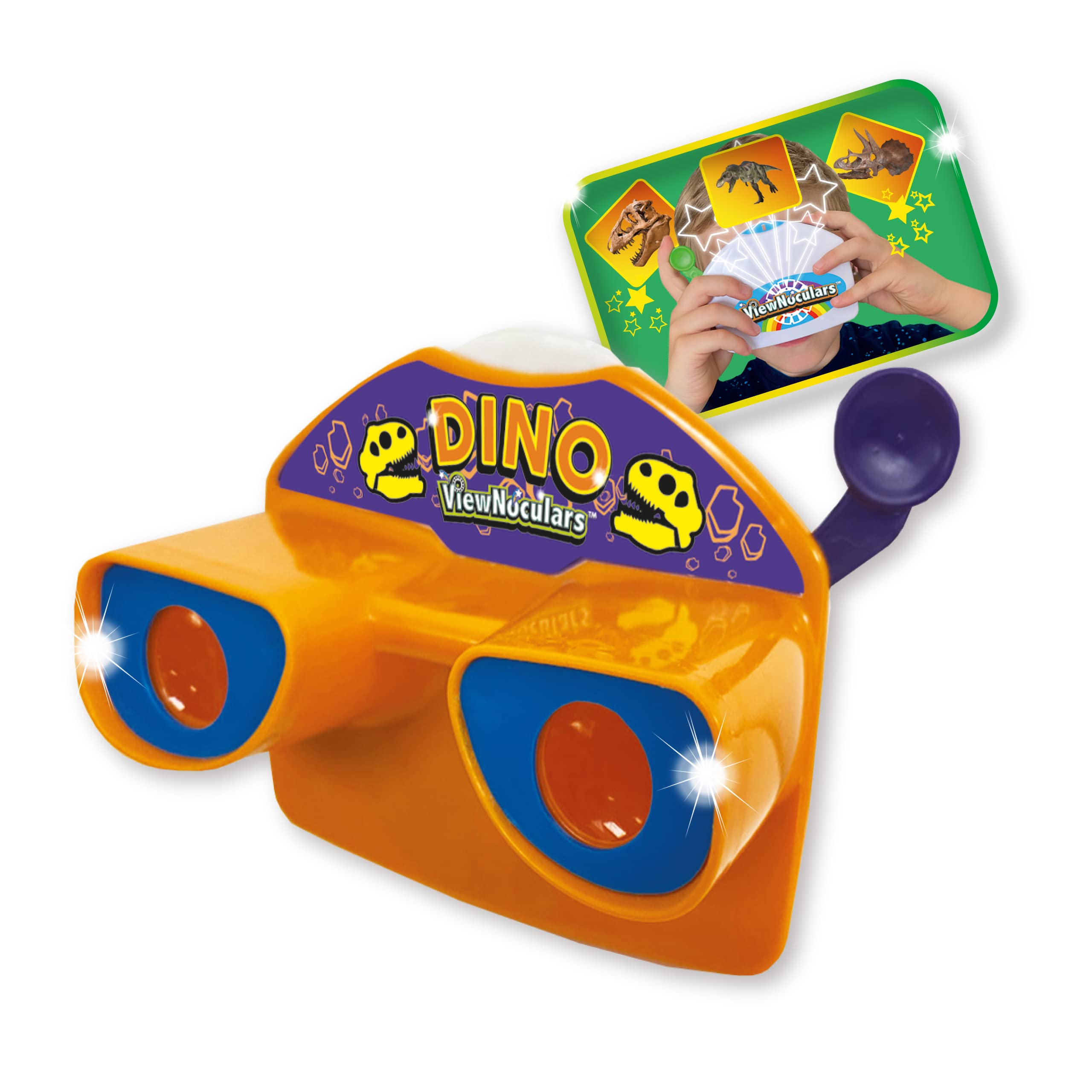Deluxebase ViewNoculars 3D Reel Viewer Binoculars - Dino Educational Kids Toys with 8 Dinosaur Views, Battery-Free Retro Viewers Dinosaur Toys for Kids of All Ages