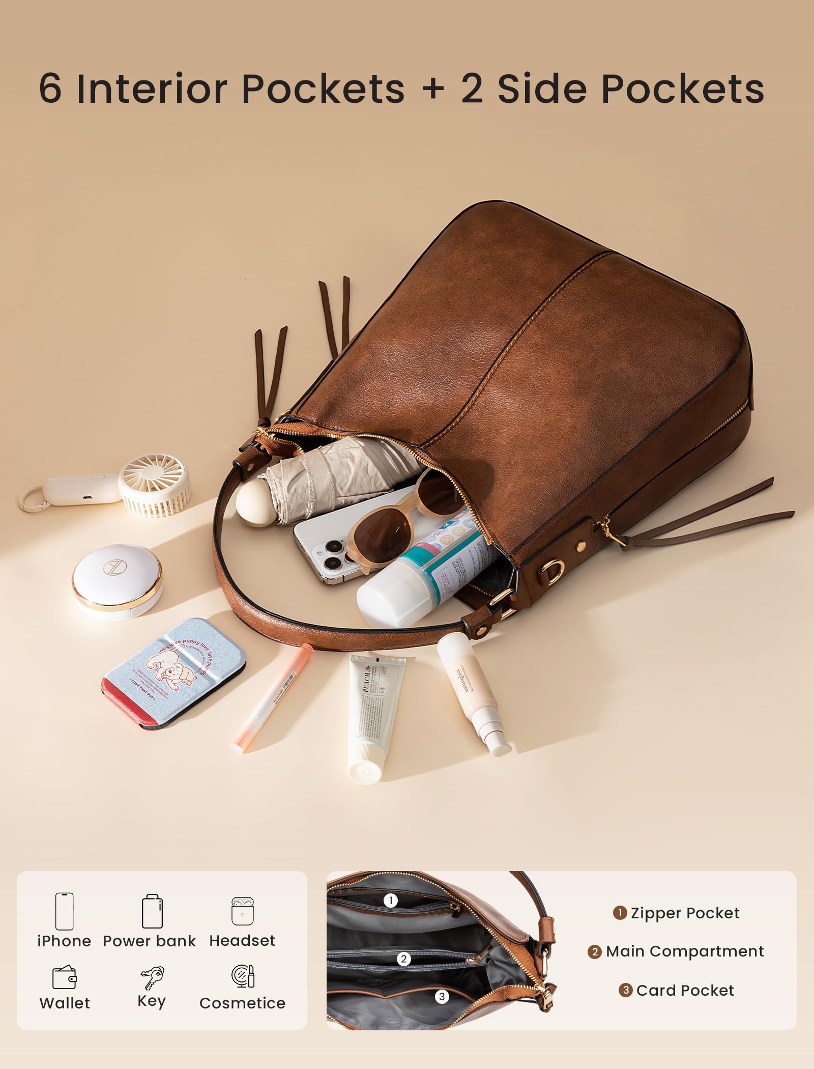 Realer Hobo Crossbody Bags for Women Designer Faux Leather Hobo Handbags Retro Large Size Shoulder Bag Bucket Purse