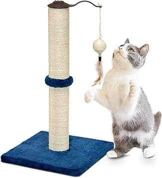 Amazon 猫 つめとぎ 爪とぎ ネコ ツメトギ キャットポール 麻 ミニキャットタワー 55cm 紺色 Besdon 爪とぎ 通販