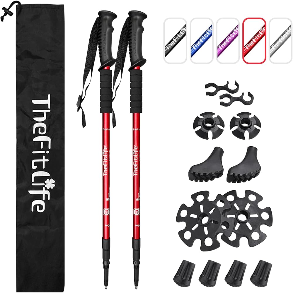 TheFitLife Hiking Trekking Poles 2 Pack Antishock Quick Lock Telescopic