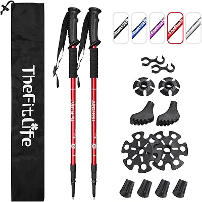 TheFitLife Hiking Trekking Poles 2 Pack Antishock Quick Lock Telescopic