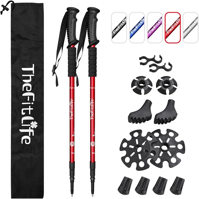 TheFitLife Hiking Trekking Poles 2 Pack Antishock Quick Lock Telescopic