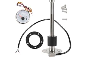 A ABSOPRO 200mm Fuel Sending Unit and Gauge Kit 7.9" Boat Fuel Tank Sending Unit Fuel Water Level Sensor and Fuel Gauge for B