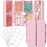 FYY Travel Pill Organizer with Blank Lables,6 Compartments Magnetic Pill Organizer Pill Box for Purse Pocket to Hold Vitamins